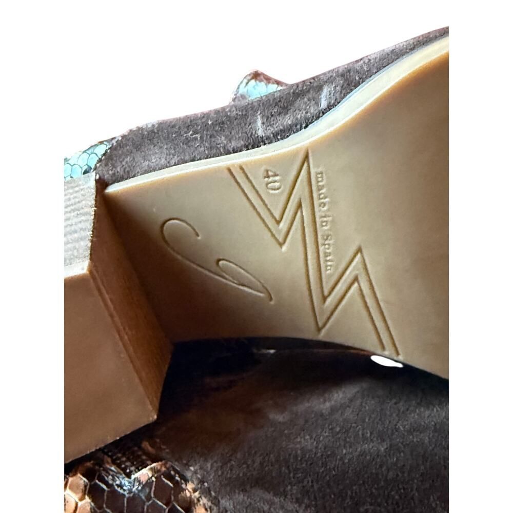 Eric Michael Booties Women 9.5 Brown Suede Snakeskin Boho Western Designer Spain - Picture 11 of 12